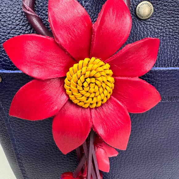 Genuine Leather Bag Charm Leather Purse Accessories Flower Bag Charm NEW - Picture 2 of 8